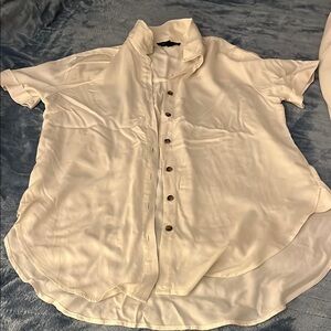 Jane + Delancey White Casual Button with Short Sleeves